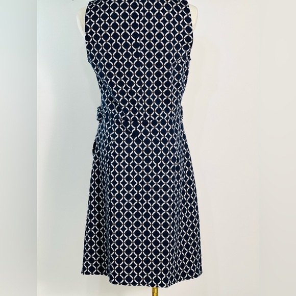 Anthropologie Tabitha Nautical Blue Retro Geometric Print Sheath Dress Size 6 - Picture 4 of 11